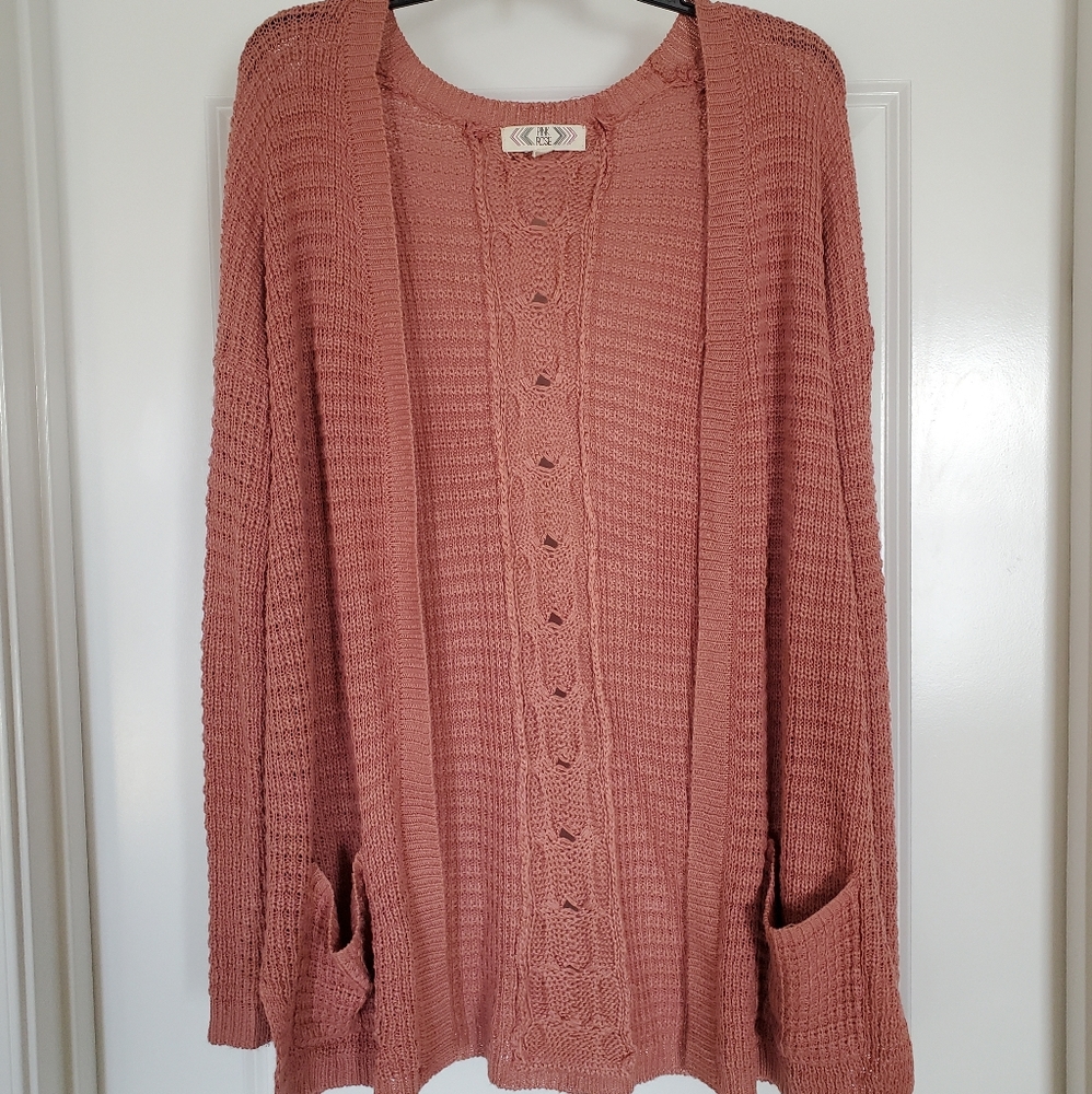 2 Pink Rose cardigans in size Large!!
